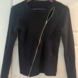 Black Sweater with cute zipper design. Worn once. Size small